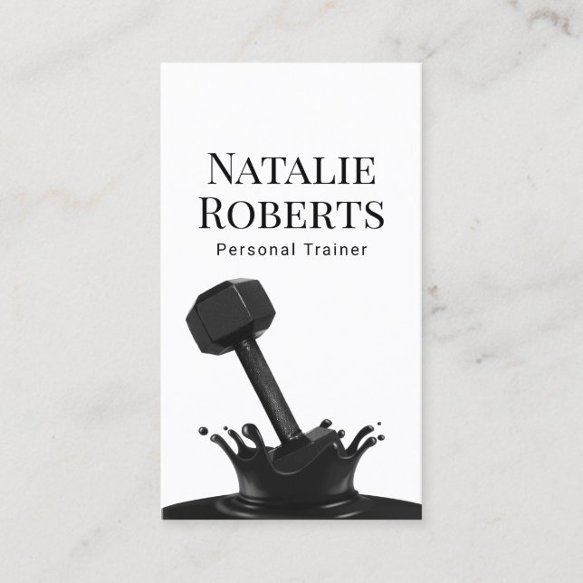 Fitness Personal Trainer Creative Dumbbell Splash Business Card (Front)