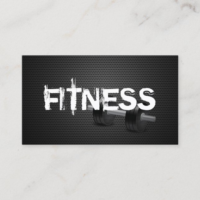 Fitness & Personal Trainer Dark Metal Business Card (Front)