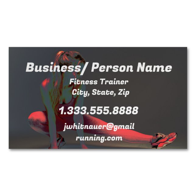 Fitness Personal Trainer, Fitness Instructor  Magnetic Business Card (Front)