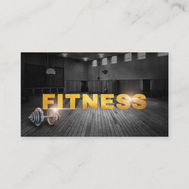 Fitness Personal Trainer Gold Typography Business  Card (Front)