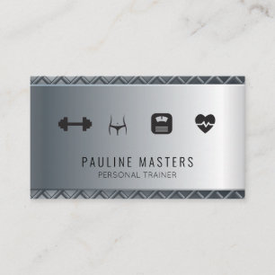 Fitness Personal Trainer Metallic Background Appointment Card