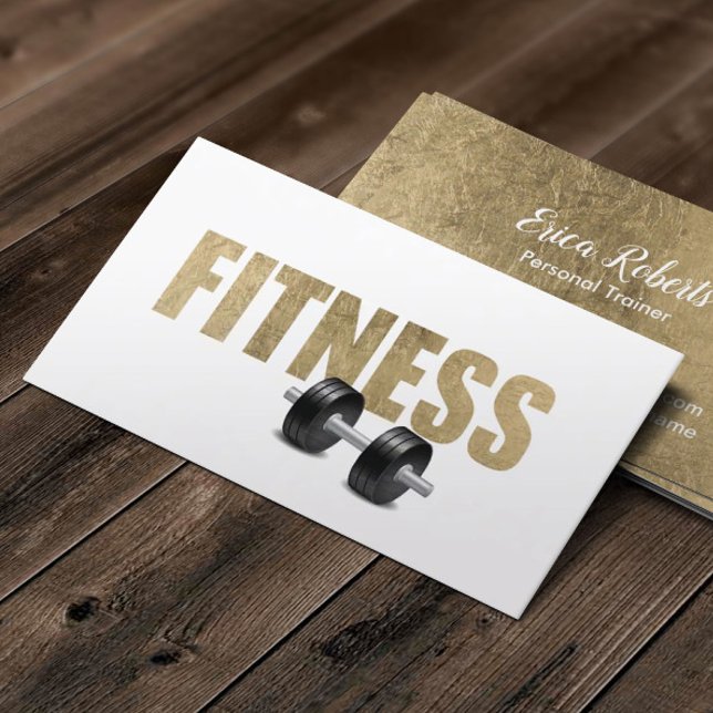 Fitness Personal Trainer Modern Gold Typography Business Card (Creator Uploaded)