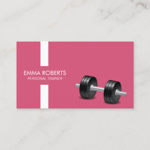 Fitness Personal Trainer Modern Stripe Pink Business Card