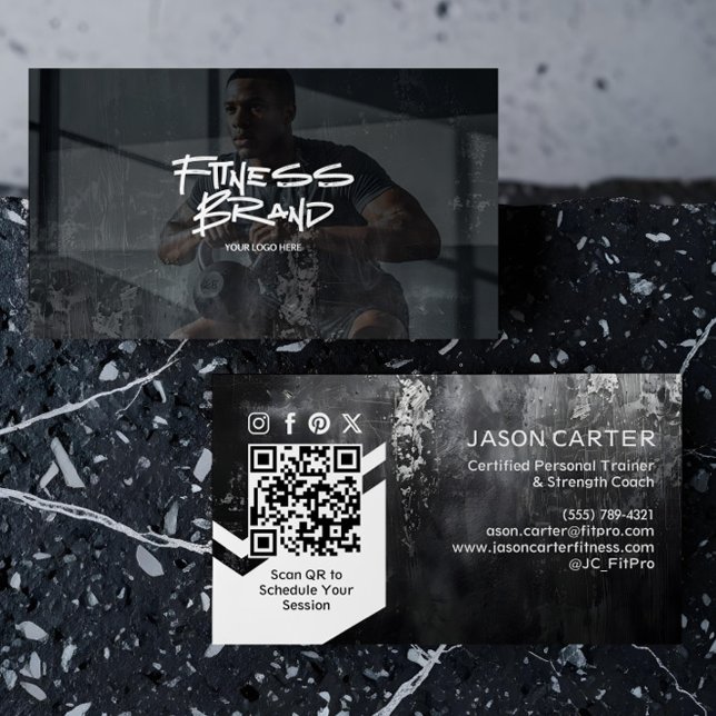 Fitness Personal Trainer Modern Trendy Sporty Business Card (Fitness Personal Trainer Modern Trendy Sporty Business Card)