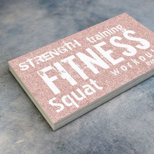 Fitness Personal Trainer Rose Gold Glitter Business Card