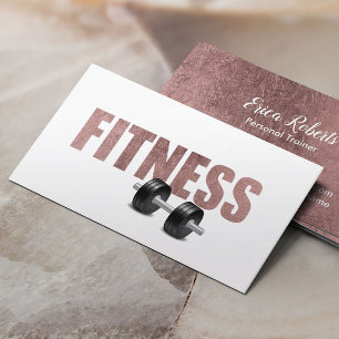 Fitness Personal Trainer Rose Gold Typography Business Card