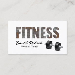 Fitness Personal Trainer Rusty Metal Typography Business Card