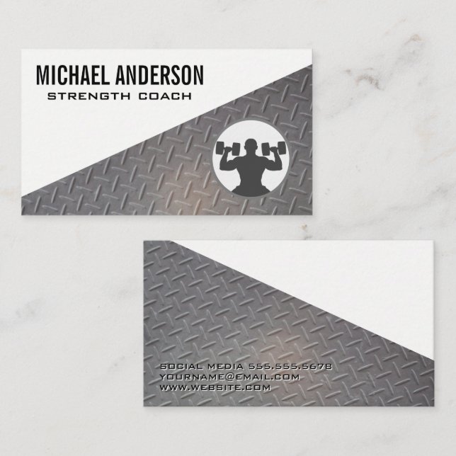 Fitness | Personal Trainer | Steel Metal Business Card (Front/Back)