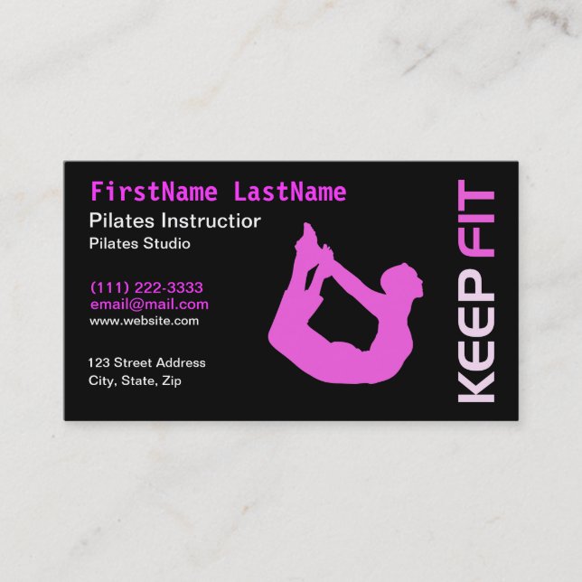 Fitness Pilates Instructor Business Card (Front)
