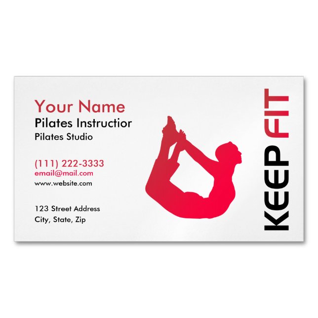 Fitness Pilates Instructor Business Card (Front)