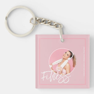Fitness   Pink Themed QR Code Keychain