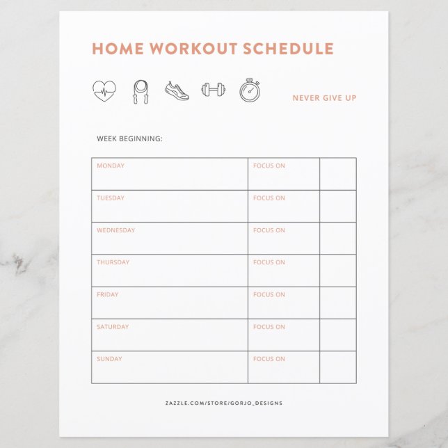 Fitness Planner Home Workout Exercise Tracker (Front)