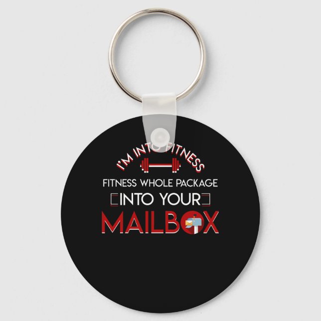 Fitness Postal Worker Into Package Mailbox Key Ring (Front)