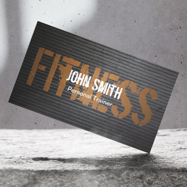 Fitness Professional Grunge Metal Personal Trainer Business Card (Creator Uploaded)