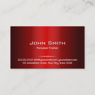 Fitness Professional Red Metal Personal Trainer  Business Card