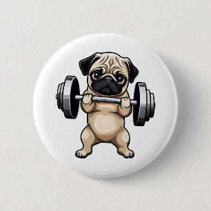Fitness Pug 6 Cm Round Badge