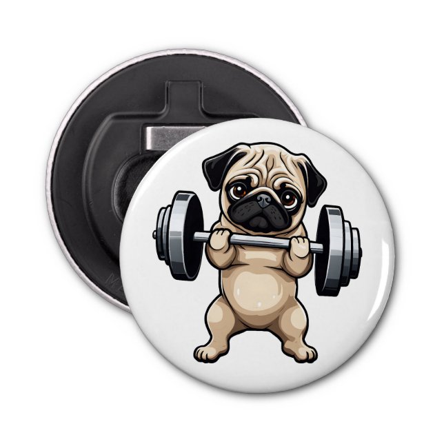 Fitness Pug Bottle Opener (Front)