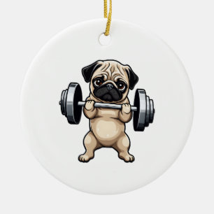 Fitness Pug Ceramic Tree Decoration