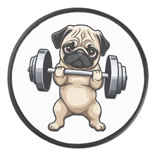 Fitness Pug Hockey Puck (Front)
