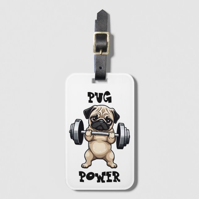 Fitness Pug Luggage Tag (Front Vertical)