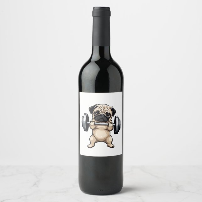 Fitness Pug Wine Label (Front)