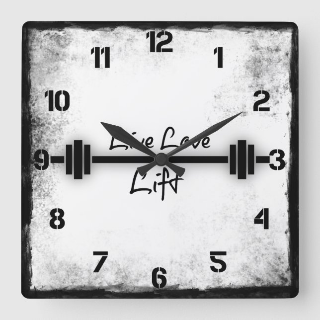 Fitness Quote: Live Love Lift Square Wall Clock (Front)