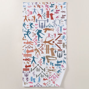 Fitness related symbols background beach towel