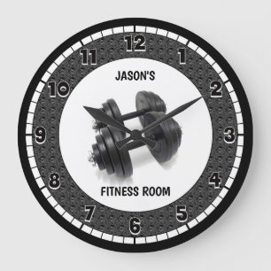 Fitness Room Grey Custom Large Clock