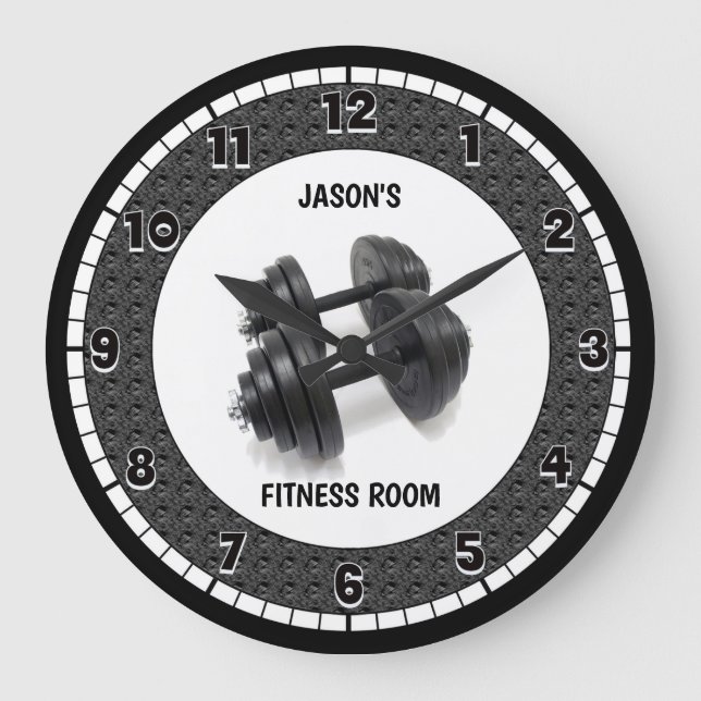 Fitness Room Grey Custom Large Clock (Front)