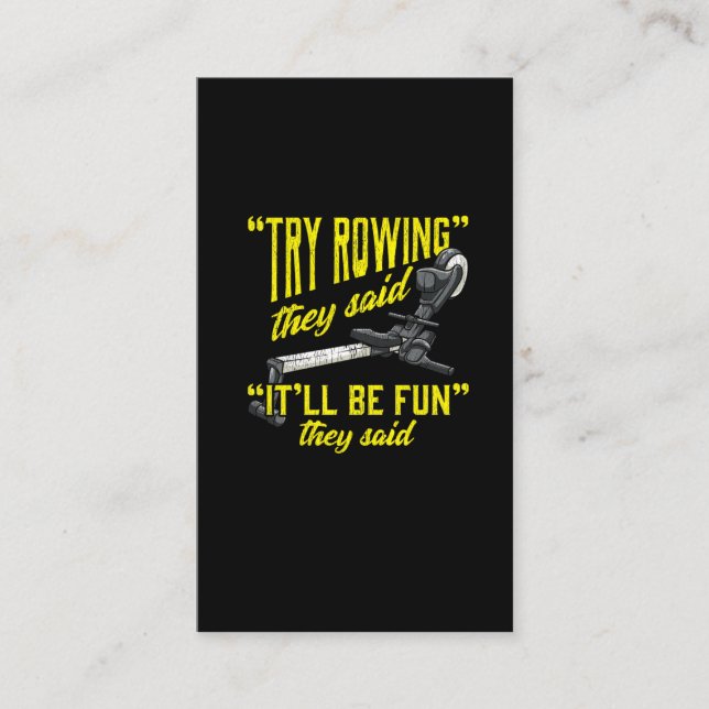 Fitness Rowing Humor Cardio Training Hater Business Card (Front)