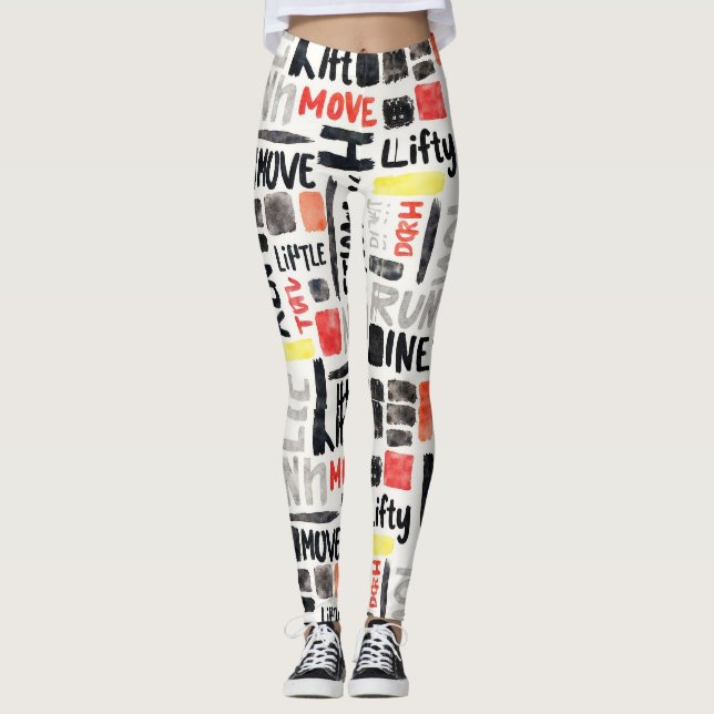 Fitness Run Move Seamless Patterns Leggings (Front)