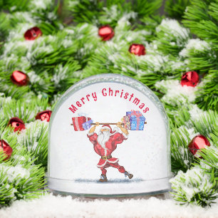 Fitness Santa Christmas Snow Globe