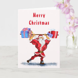 Fitness Santa Claus Christmas Card