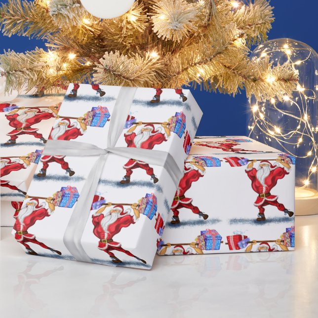 Fitness Santa Claus Christmas Wrapping Paper (Holidays)