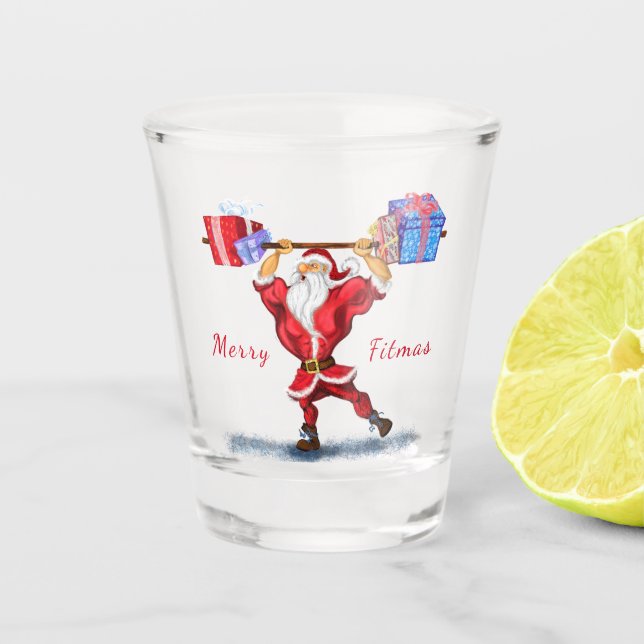Fitness Santa Claus Shot Glass (Front)