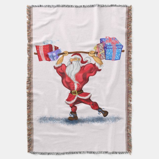 Fitness Santa Throw Blanket (Front Vertical)