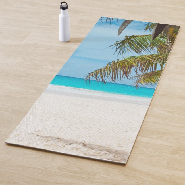 Fitness Sea Sand Palms Blue Sky Elegant Template Yoga Mat (In Situ)
