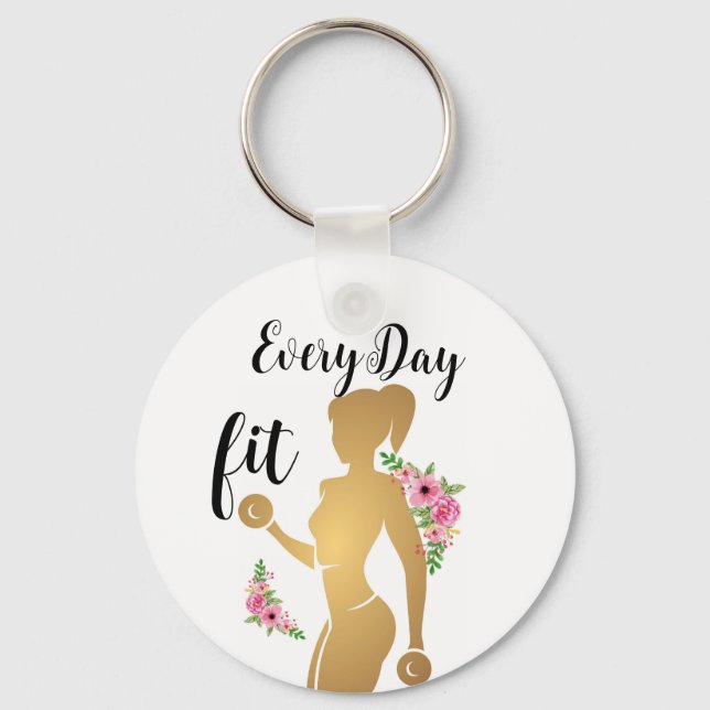 Fitness Sport Motivational Gym Quote Woman fitness Key Ring (Front)