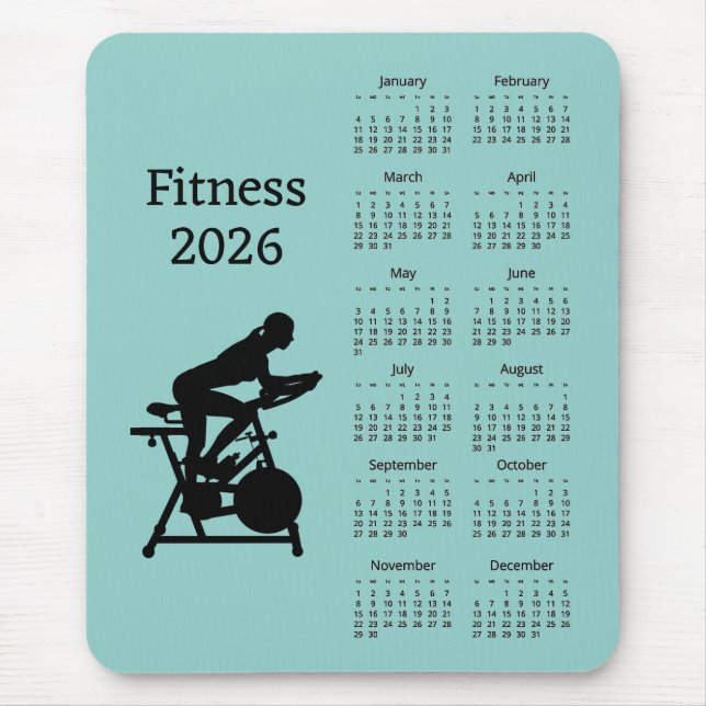 Fitness Stationary Bike 2026 Calendar Mousepad (Front)
