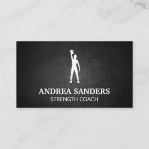 Fitness Strength Coach Women with Kettle Bell Business Card