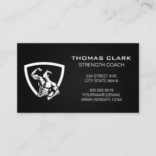 Fitness Strength   Man Flexing Logo Business Card