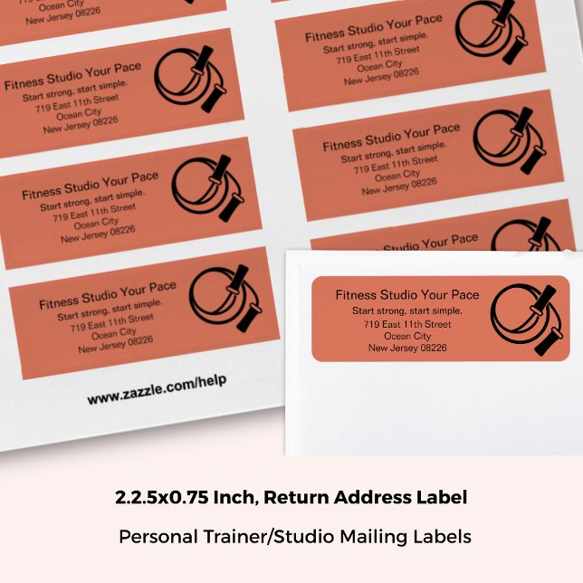 Fitness Studio Skipping Rope Orange Return Address (2.25x0.75 Inch, Fitness Studio Skipping Rope Orange Return Address Label)