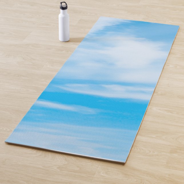 Fitness Stylish Blue Sky Clouds Design Template Yoga Mat (In Situ)