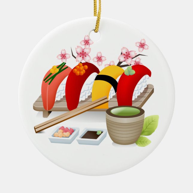 Fitness - Sushi! by SRF Ceramic Tree Decoration (Front)