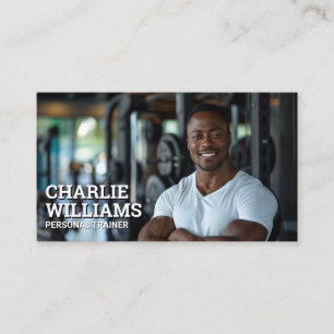 Fitness Train Smiling in Gym Business Card