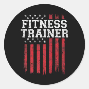 Fitness Trainer American Flag Usa Patriot Patrioti Classic Round Sticker
