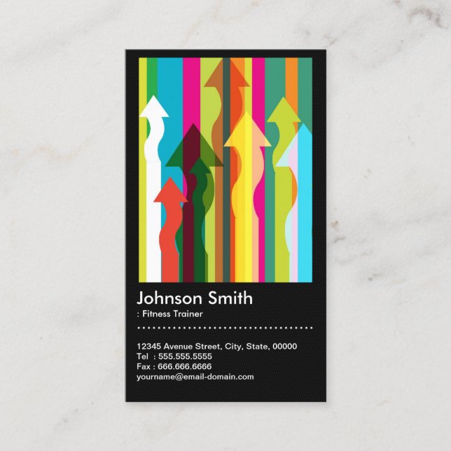 Fitness Trainer - Colourful & QR Code Business Card (Front)