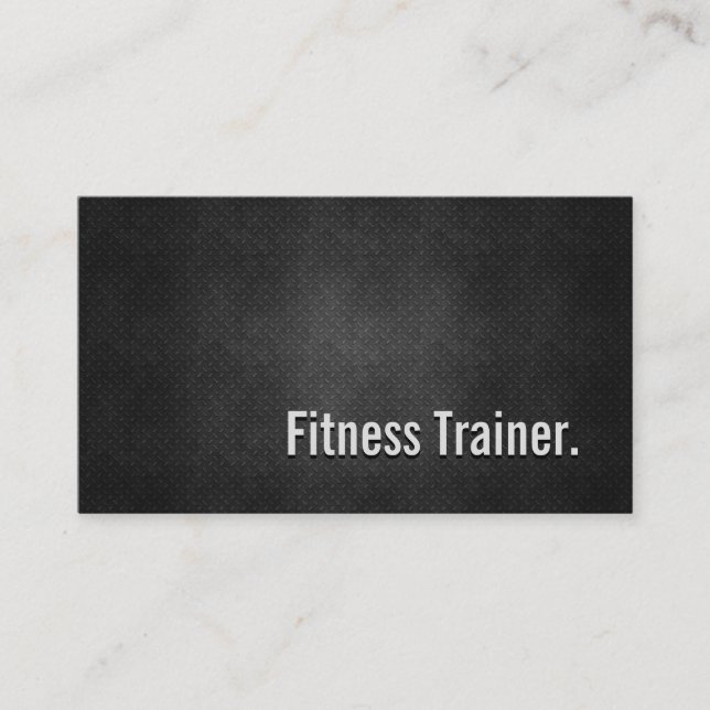 Fitness Trainer Cool Black Metal Simplicity Business Card (Front)