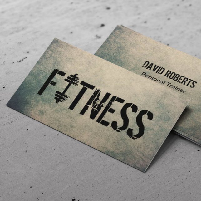 Fitness Trainer Cool Grunge Workout Bodybuilding Business Card (Creator Uploaded)