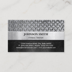 Fitness Trainer - Diamond Metal Plate Business Card